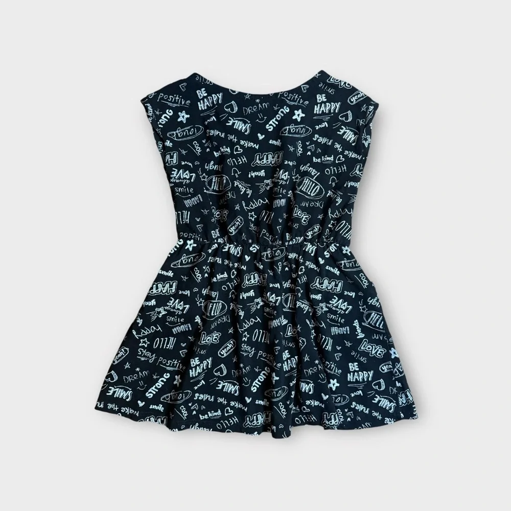 Crazy 8 Be Happy Encouraging Words Text Black Sleeveless Dress